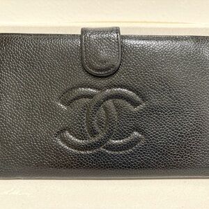Chanel Caviar Black Long Wallet